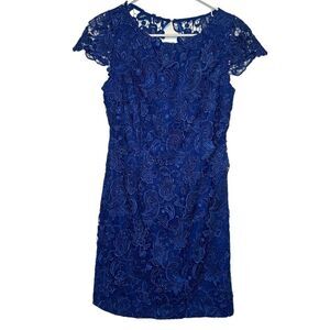 Vince Camuto blue Lace Cap Sleeve Dress